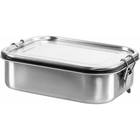 Stainless Steel Lunch Box 1400 ml With Removable Compartment And Sauce Pot With Lid - Meal Box For Lunch Sandwich, Salad, Acai Bowl