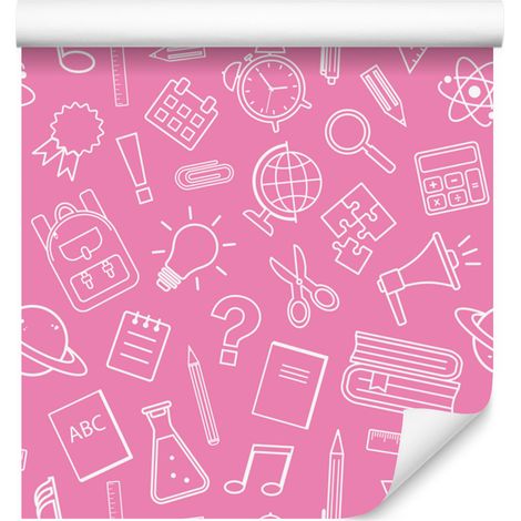 Papier peint Fournitures scolaires Rose poudré, intérieur rose poudré 50x1000 cm (1/5)