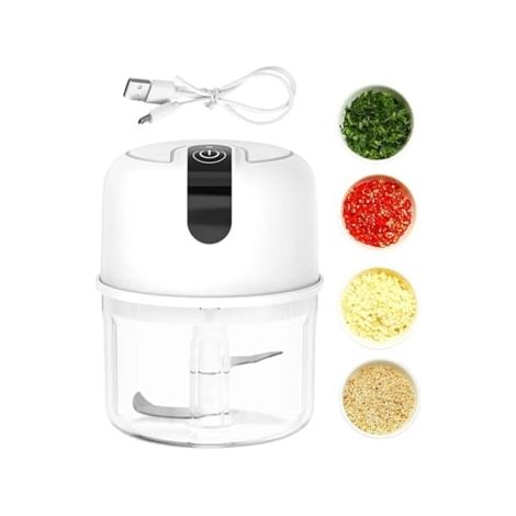 Hachoir à ail électrique haute performance, rechargeable par USB, 250 ml, blanc, Cuich