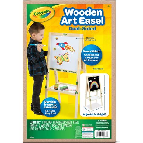 CRAYOLA - Lavagna in Legno Double Face, Doppia Superficie Nera e Bianca Magnetica, Include Gessi e Pennarelli, per Bambini dai 3 anni e Scuola, 04-2967 (1/5)