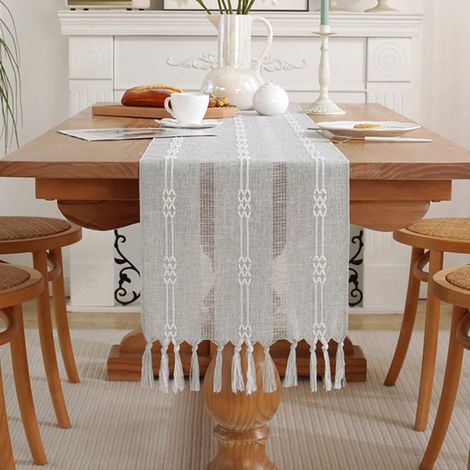 Serviette Rectangulaire - 13 x 70 Pouces - Coton Lin - Pour Table à Dresser Buffet Café - 1 Pièce (1/5)
