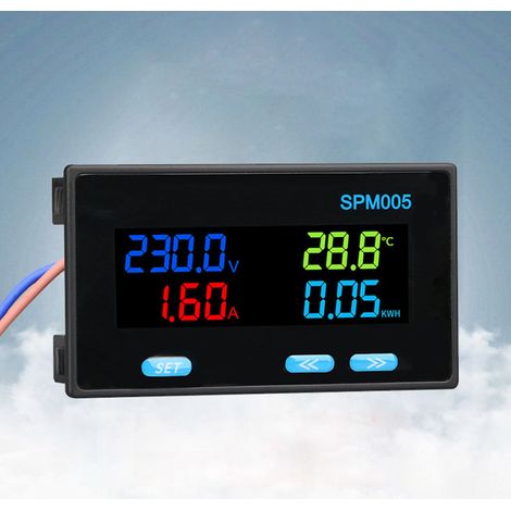 Compteur de puissance multifonctionnel 8 en 1 AC60-300V avec affichage numérique de la tension, du courant, de la puissance, du facteur de fréquence, de l'énergie, de la température et instrument de s (1/5)