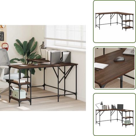The Living Store Schreibtisch Braun Eichen-Optik 139x139x75 cm Holzwerkstoff - Holzwerkstoff