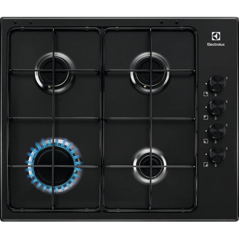 Electrolux KGS6404B, Schwarz, Eingebaut, 59,5 cm, Gas, 4 Brenner