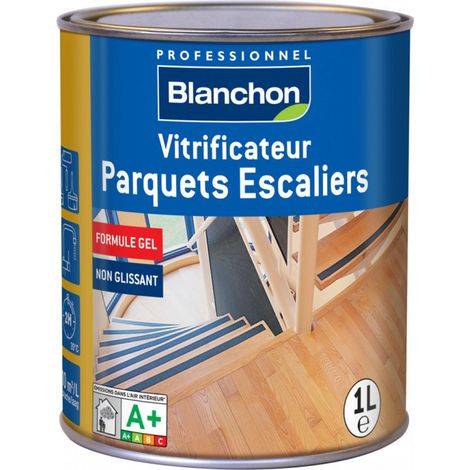 Blanchon – Vitrificateur parquet gel 1L – Aqua-polyuréthane incolore mat pour escaliers – Finition non glissante – Séchage rapide 30 min