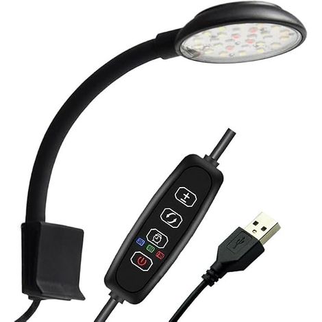 Lampe d'aquarium 7 W USB 5 V 2 A à spectre complet - Éclairage LED d'aquarium - Minuterie et luminosité réglable - Couleur de la lumière réglable - Pour réservoir de poisson de 20 à 40L