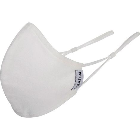 Masque réutilisable tissu antimicrobien 2 épaisseurs Portwest (Boite de 25) Blanc Unique.