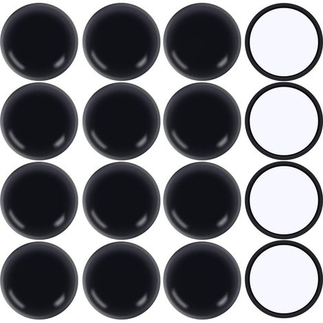 Packung mit 16 runden, selbstklebenden Teppichgleitern, 5,3 cm, robuste, selbstklebende Stuhlgleiter für Teppichböden (rund, schwarz)