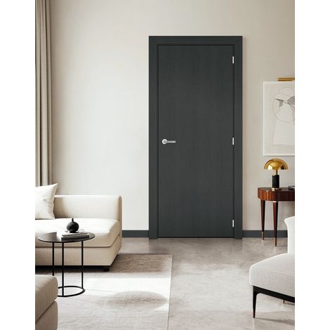 Bloc Porte Effet Chêne Anthracite Grey Oak H204 X L83 Cm Côte Tableau P.gauche Gd Menuiseries