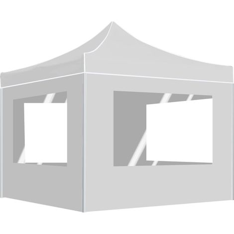 Profi-Partyzelt Faltbar mit Wänden Aluminium 3×3m Weiß