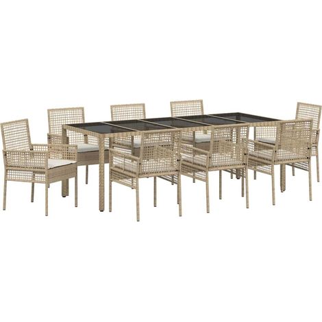 Maison Exclusive - Ensemble de salle à manger pour jardin 9 pcs Beige polyrotin (1/5)