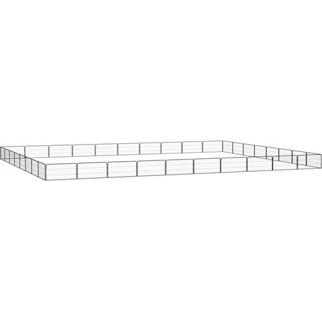 36-tlg. Hundelaufstall Schwarz 100x50cm Stahl Pulverbeschichtet