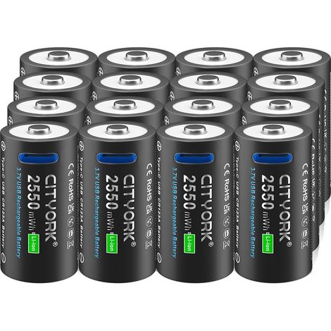 Batería recargable, 3,7 V, capacidad de 2550 mWh, 16 unidades (1/2)
