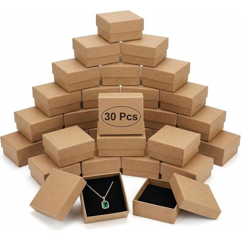 30 pièces boîtes à bijoux, 8x5x3cm boite cadeau en carton avec couvercles, pour présenter colliers, bagues et boucles d'oreilles (1/5)