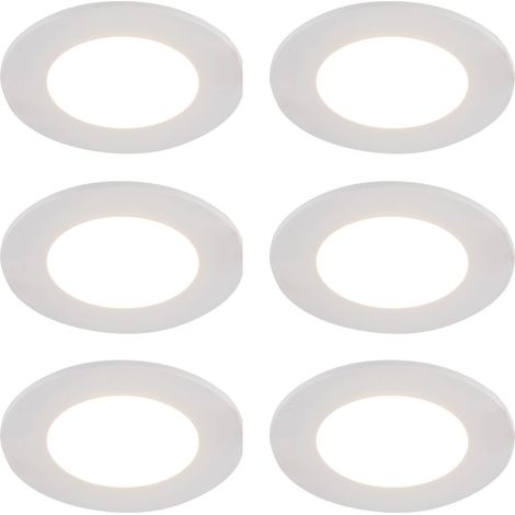 QAZQA Set of 6 Recessed Spotlights White Incl. LED 3-Step