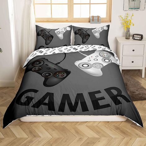 Literie de jeu pour garçons enfants jeu vidéo manette de jeu housse de couette gamer enfant jeunesse Graffiti housse de couette 140x200 garçons gaming room ensembles de literie housse de literie - 140 (1/5)