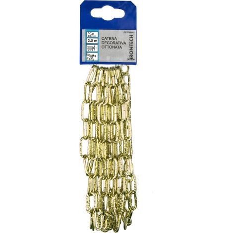 Catena decorativa pretagliata Ø 2 mm. in acciaio ottonato 2,5 mt.