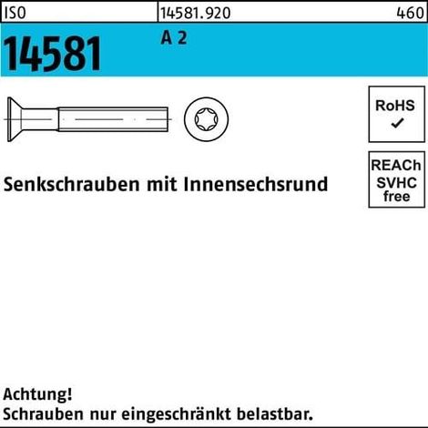 Vis à tête fraisée ISO 14581 ISR M6x 50 T30 A 2 200 pièces