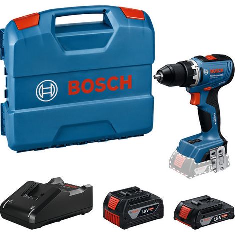 Bosch Professional 18V System Akku-Bohrschrauber GSR 18V-65 (bürstenloser Motor, Kopflänge 166, inkl. 1x Akku GBA 18V 4.0Ah, 1x Akku GBA 18V 2.0Ah, Ladegerät GAL 18V-40, L-Case)