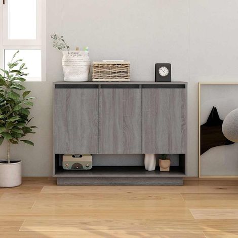 Buffet - Armoire de rangement Enfilade Sonoma gris 97x31x75 cm Aggloméré BV326661 - BonneVie (1/5)