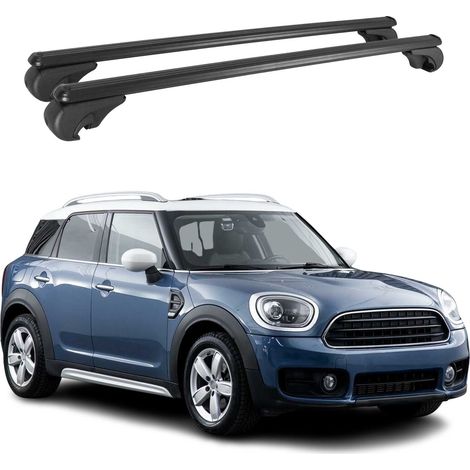 OMAC Barres de toit en aluminium pour Mini Countryman F60 2017-2023 – TÜV / DIN 75302:2019 – Antivol inclus – Charge max 75 kg – 2 barres Noir (1/5)