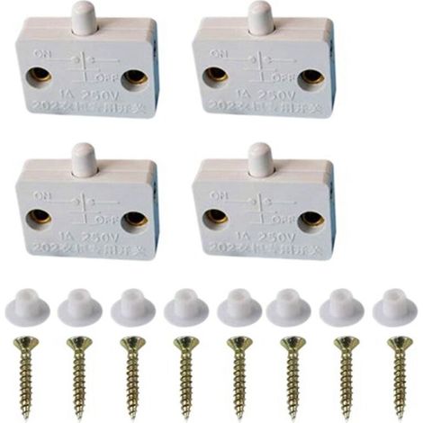 Juego de 4 interruptores para puertas de armarios, cajones, lámparas, apertura y cierre, compatibles con 12V, 24V, 110V, color blanco. (1/4)