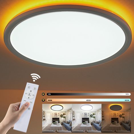 36W Plafonnier LED Dimmable, Luminaire Plafonniers avec Télécommande&Veilleuse 1800K&Minuterie, Éclairage de Plafond Rond, Plafonnier pour Salle de Bain Chambre Salon Cuisine Couloir Ø39cm (1/5)