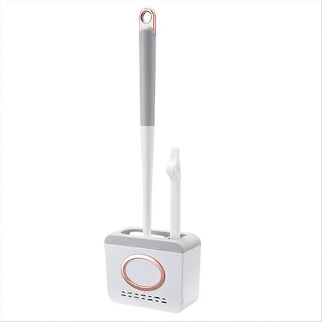 Ensemble brosse et support de toilette, avec brosse de nettoyage, gris clair (1/5)