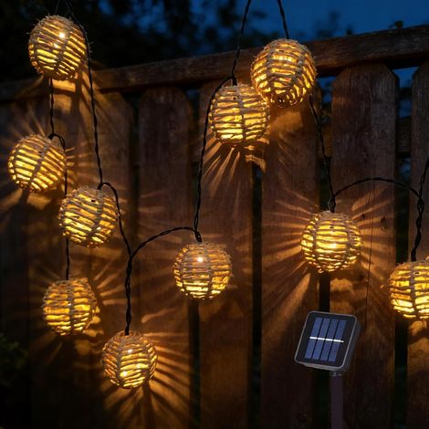 Guirlande Solaire Exterieur,Guirlande Lumineuse Exterieure Solaire 3.6m,Led Guirlande Lumineuse Solaire,Guirlande LED Guinguette Exterieur Intérieur,pour Jardin,Cour,Fête