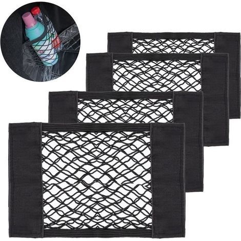 Rangement de Coffre Voiture - Non spécifié - 30x25cm - Filet Elastique - 4 Pcs - Noir (1/4)