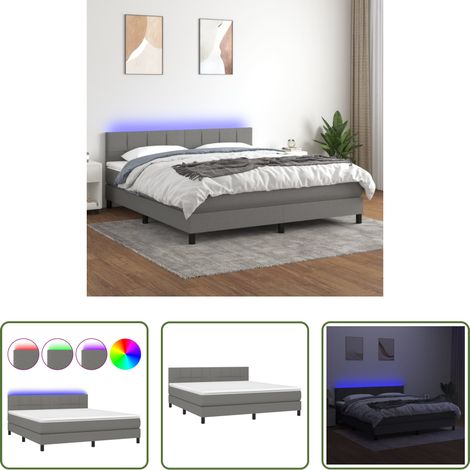 Matratze - Boxspringbett mit Matratze & LED Dunkelgrau 180x200 cm Stoff (1/5)