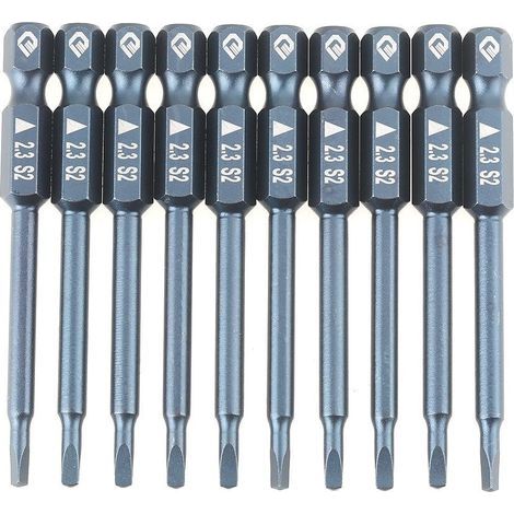 Lot de 10 embouts de tournevis triangulaires 1/4 pouce, tige de 65 mm, en acier S2, H6,3 x 65 x 2,3 mm (1/5)
