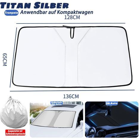 Sunxury – Pare-soleil avant pliable pour voiture – Protection thermique UV – Matériau polyester durable – Installation rapide sans ventouse