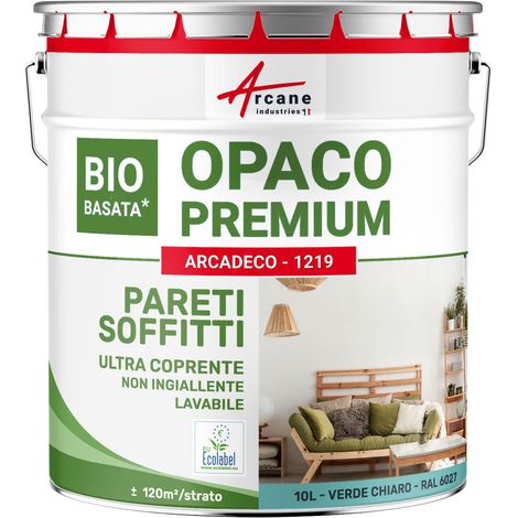 Pittura opaca per muri e soffitti interni - ARCADECO - 1219 - 10 L (+ o - 120m² per strato) Verde chiaro - RAL 6027 - ARCANE INDUSTRIES (1/5)