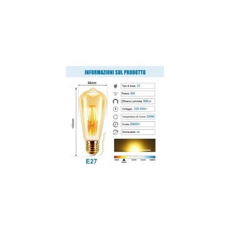 E27 Vintage LED-Lampe, 4er-Pack, Edison-Retro-Stil, 6 W, antike dekorative Lampe, warmweiß (2200 K), 600 lm, nicht dimmbar - Crezuo
