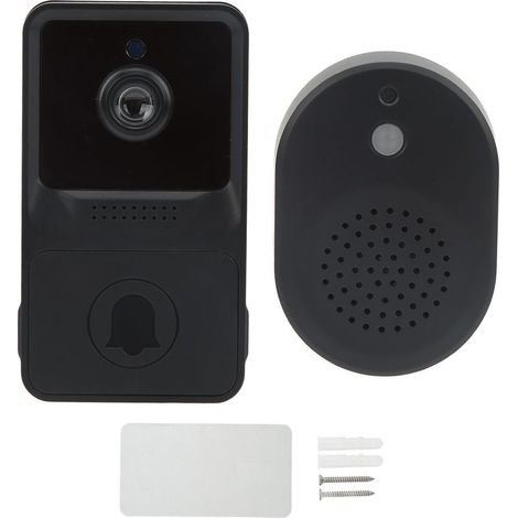 Timbre inalámbrico con cámara, timbre de video inteligente Wi-Fi, videoportero inalámbrico, audio bidireccional, alarma antirrobo PIR, tarjeta SD y almacenamiento en la nube, batería de 000 mAh. (1/3)