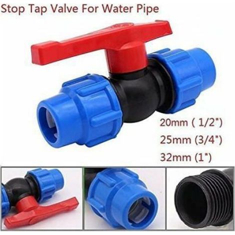 Vanne à boisseau sphérique en plastique pour tuyau de compression 32 mm (1/4)