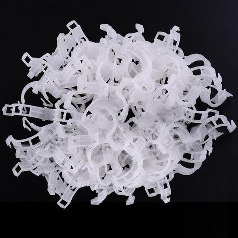 Clips de fixation pour plantes - Plastique PP durable - Réutilisables - Blanc - 100 pièces - Supporte les plantes (1/4)