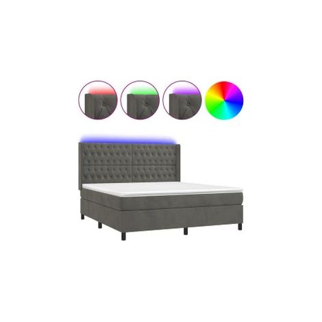 Sommier à lattes de lit matelas et LED Gris foncé 180x200 (1/5)