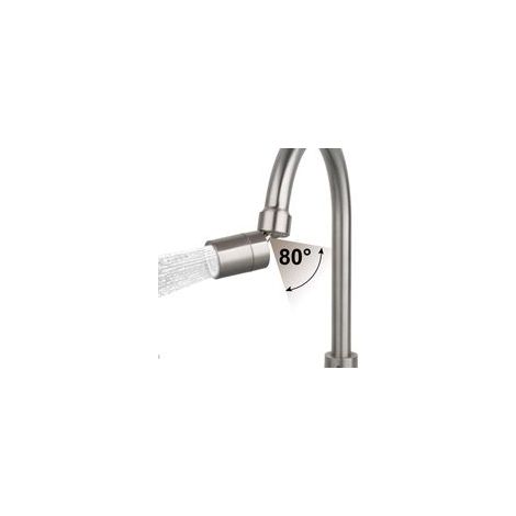 Mousseur Robinet de Cuisine 2 Modes Filtre Adaptateur Économiseur d'eau avec 5 Adaptateurs (80 Degree Angle Swivel-22 Female Thread-Brushed Nickel)