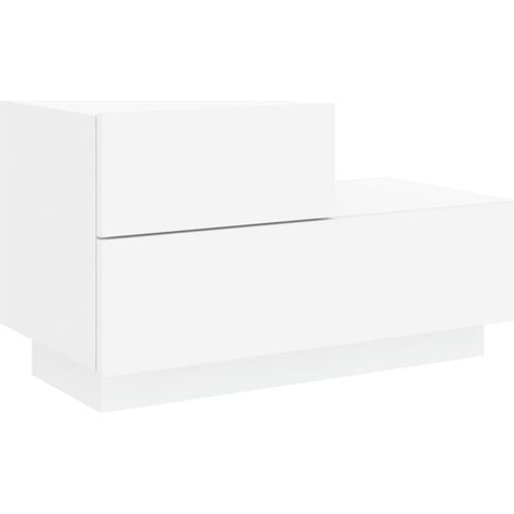 Mesita de noche con luces LED y espacio de almacenamiento 70 x 36 x 40,5 cm madera de ingeniería blanca DEC033172 (1/5)