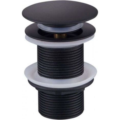 Bonde de Lavabo Noir Sans Trop Plein, Bonde de Lavabo Pop Up Noir Universelle, Bonde de Vidage Sans Trop Plein, Bonde de Vidange Sans Trop Plein, Bonde Pop Up Automatique pour Vasque a Poser (1/4)