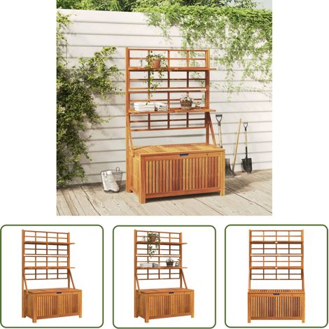 The Living Store Boîte de rangement avec treillis 99x50x160 cm Acacia massif - Coffre De Jardin - Rangement Extérieur - Meuble De Jardin - Acacia Massif - Bois D'acacia (1/5)