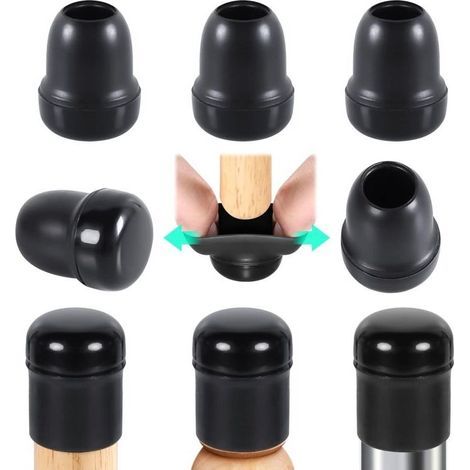 14-20 mm Embouts pour Pieds de Chaise avec Fond en Téflon, 24 pcs Protection Pied de Chaise Rond Silicone Couvre-Jambes de Meuble, Patins en Téflon 1" pour Résistants Rayures et Élastique (1/4)