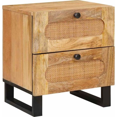 Lot de 2 Tables de chevet - Tables de nuit avec tiroir Naturel 40 x 33 x 46 cm fr34796 (1/5)