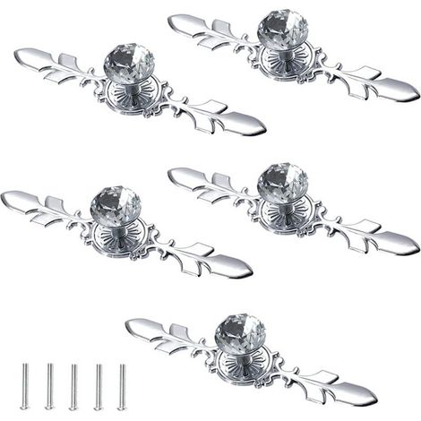 Bouton de Meuble 5 Pièces Bouton de Porte Diamant Poignee de Meuble Diamant Bouton de Meuble Vintage avec Poignée 170mm (1/4)