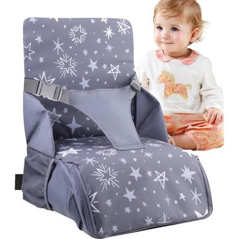 Rehausseur Chaise Enfant,Chaise Nomade Bebe,Travel Booster,avec Dossier haut,Ceinture de Sécurité,Rangements Compartimentés Intégrés,Coussin d'assise Stable,jusqu'à 15 kg,Adapté à Toutes les Chaises (1/5)