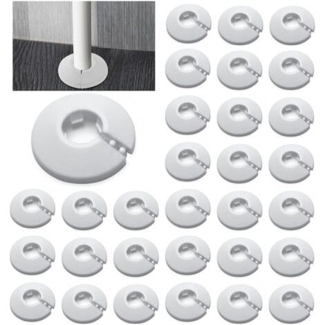 PA 30 Stück Einzelrosetten für Heizungsrohre, Rohrabdeckung, Abdeckrosette, für Heizkörper, weiß (22 mm) (1/5)