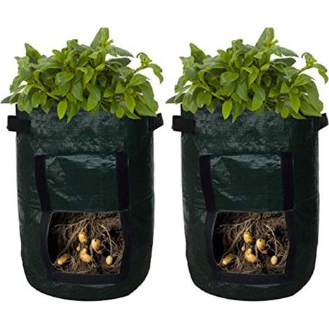 Lot De 2 Sacs De Culture Noirs Sac De Culture Portable Pour Pommes De Terre Sacs De Planteur Poche De Plantation Avec PoigneacuteEs Rabat D'AccegraveS Pour LeacuteGumes Carottes