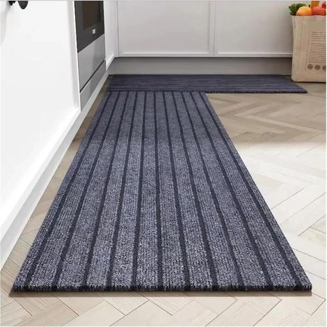 Tapis de cuisine antidérapant pour une utilisation intérieure et extérieure, lavable, idéal pour les couloirs intérieurs - gris. (1/4)